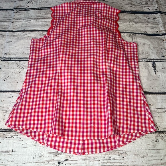 Talbots No-Iron Scalloped Edge Gingham Sleeveless Blouse Size 10 - Picture 7 of 7